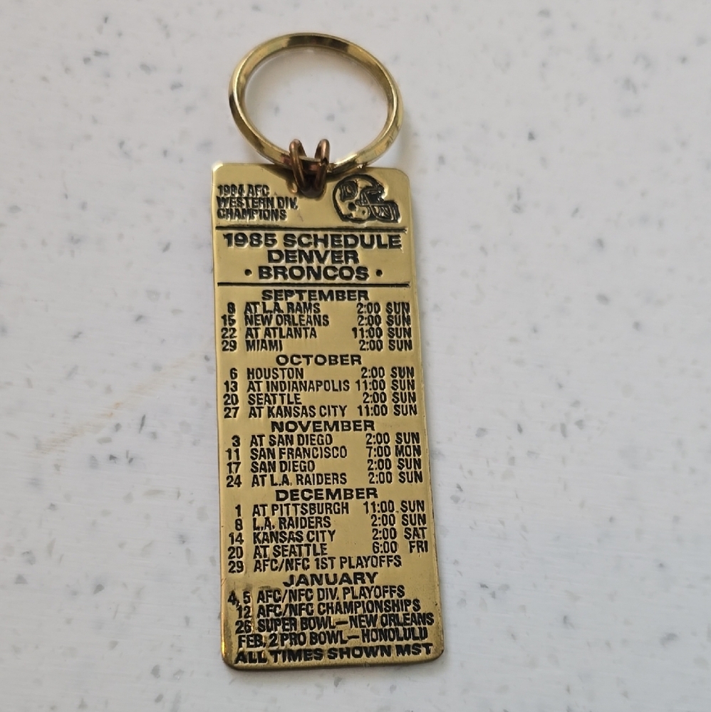 1984 Denver Broncos Schedule Keychain